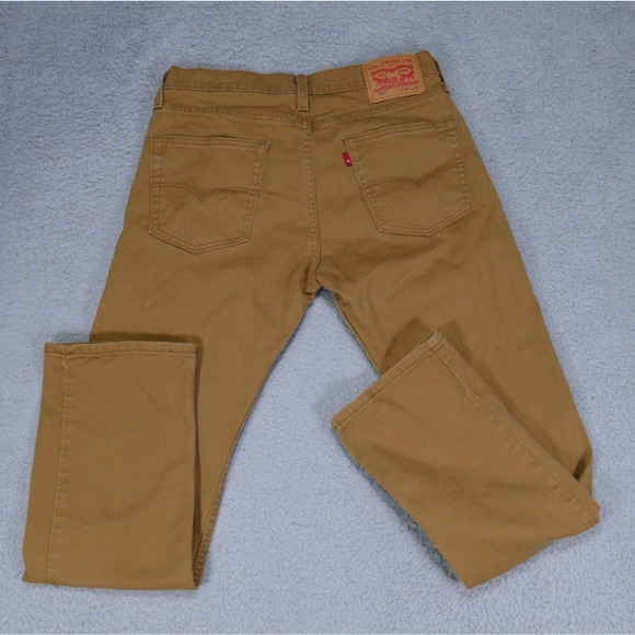 Levi's 513 Jeans Men's 32x28 Straight Fit Flex Stretch Brown Beige - Picture 14 of 15